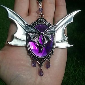 Purple bat necklace